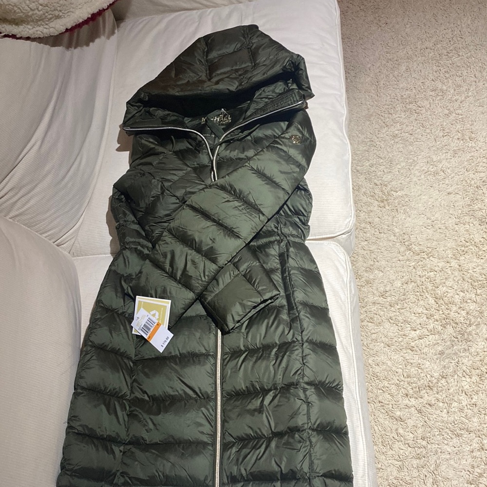 NWT Michael Kors Army green knee length coat